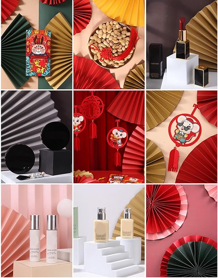 Light Pink Portable Folding Hand Fan Photography Prop Makeup Background Ornament - Image 3